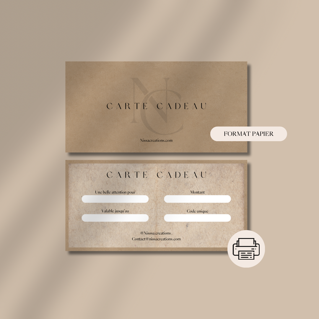 Carte Cadeau - Nissa Créations (format papier)