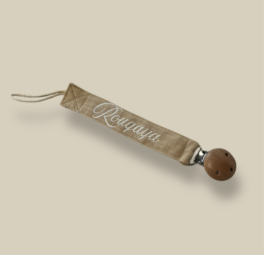 Attache Tétine - Gaz de coton Beige