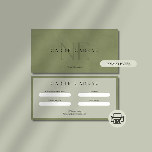 Carte Cadeau - Nissa Events (format papier)